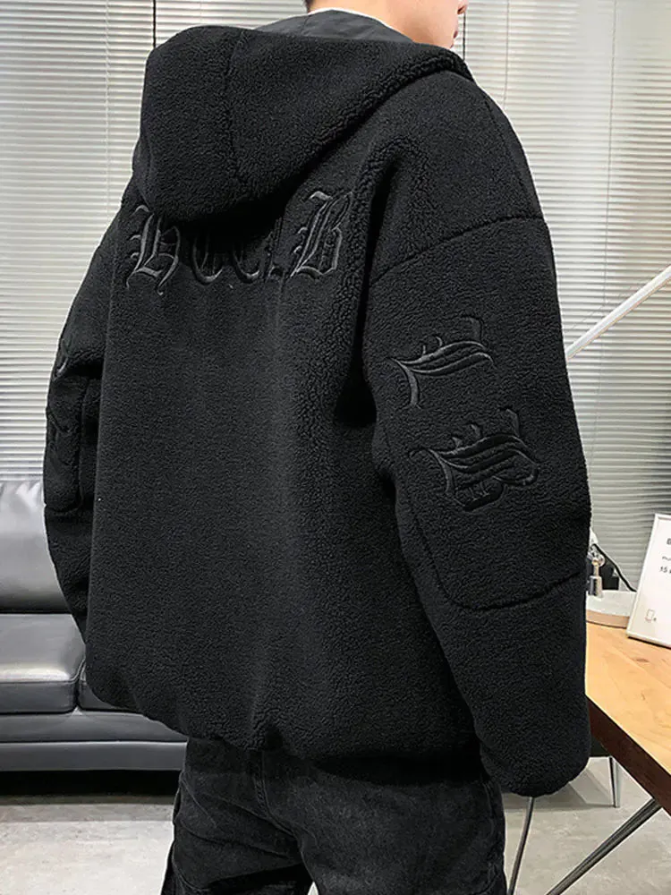 Parka Fleece Jacket Fashion Letter Embroidery Hooded