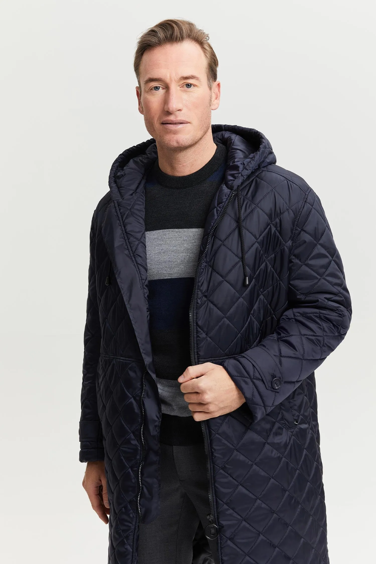 Pentti Water & Wind Repellent Quilted Parka Coat Blue