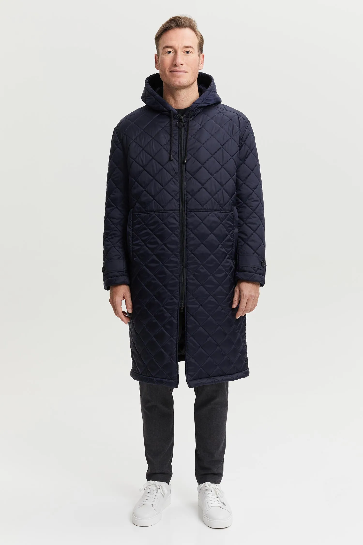 Pentti Water & Wind Repellent Quilted Parka Coat Blue