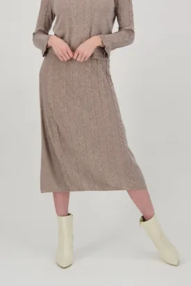 Pleated Cable Knit Skirt