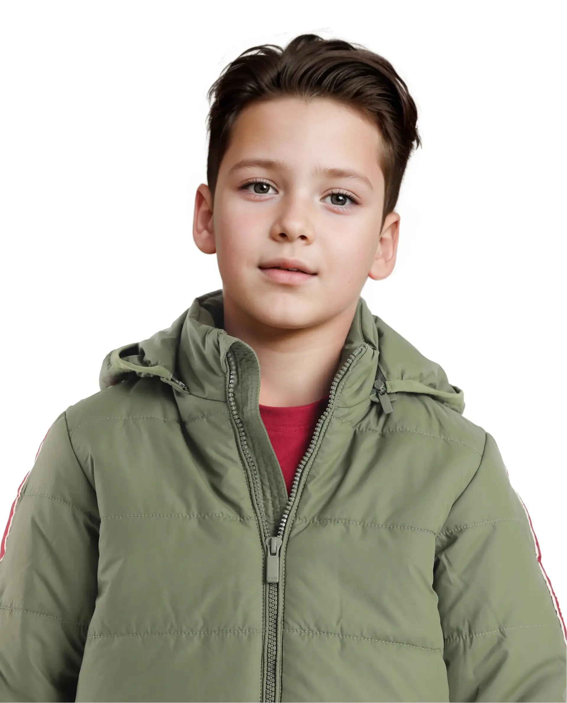 Rare Ones Kids Bolin Olive Polyester Full Sleeve Hooded Solid Jacket