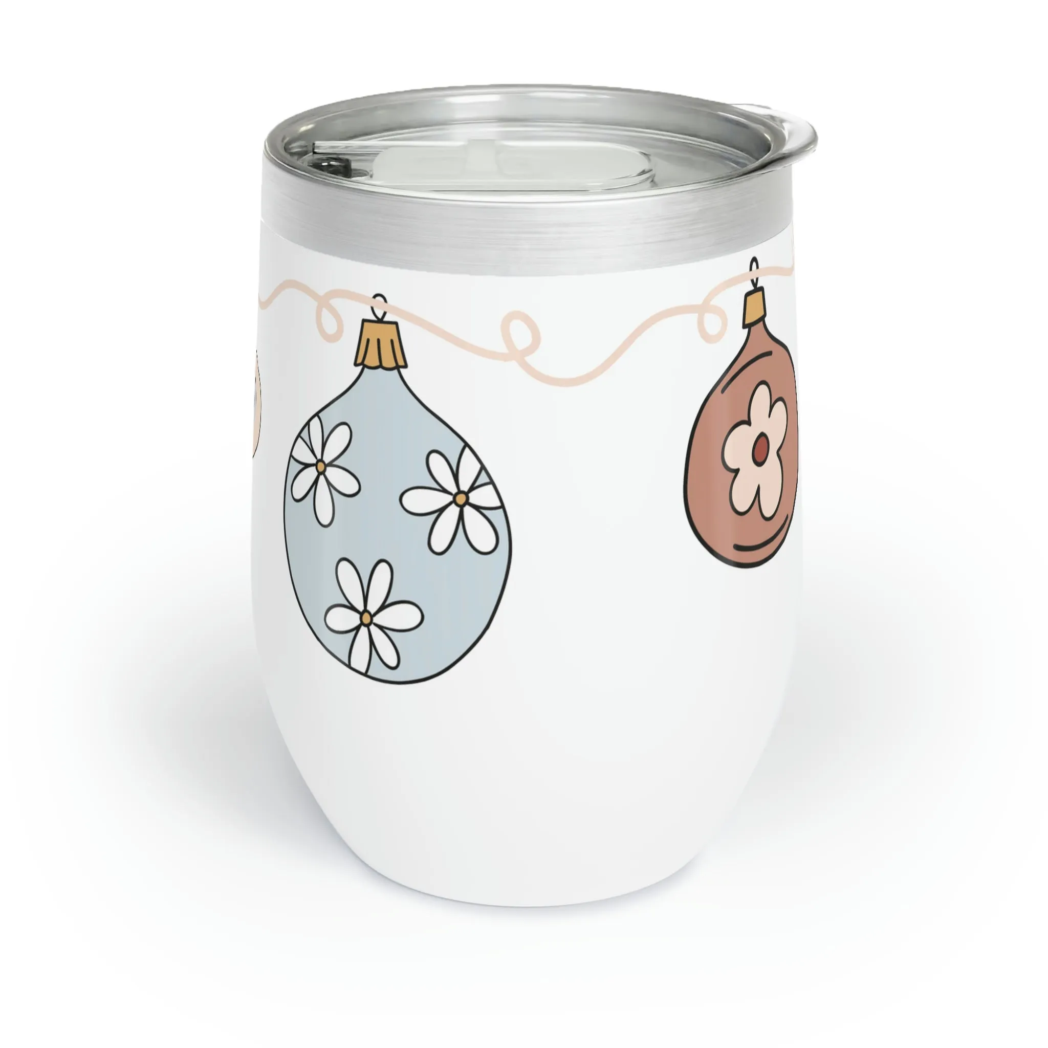 Retro Ornament Merry Christmas Chill Wine Tumbler