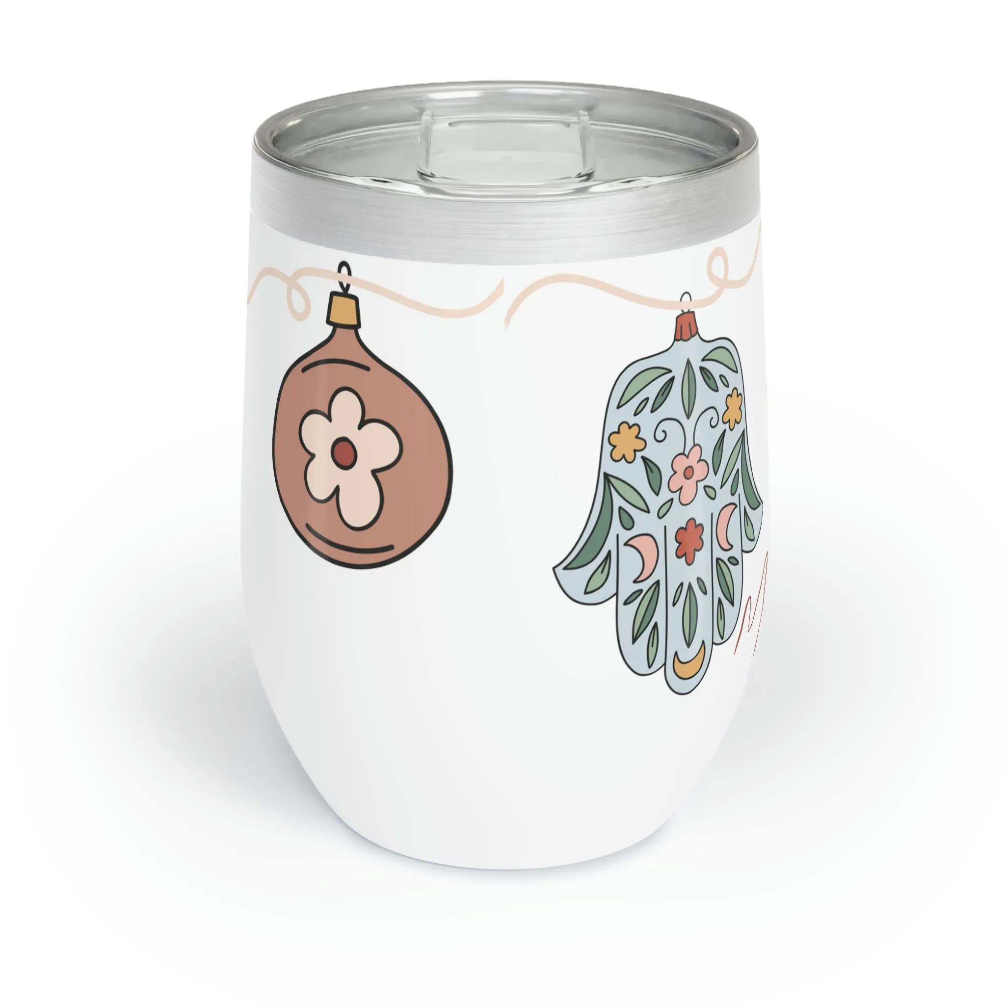 Retro Ornament Merry Christmas Chill Wine Tumbler