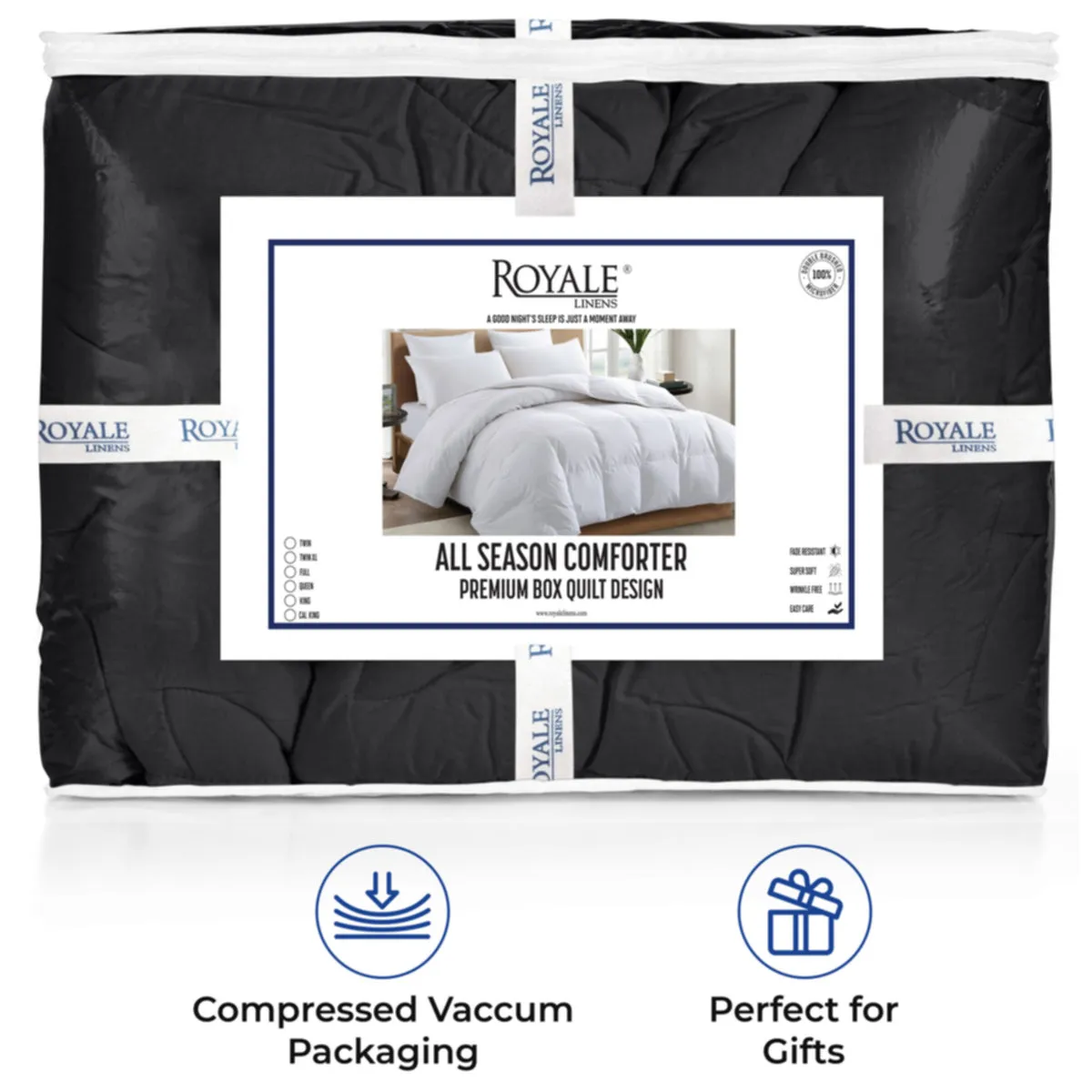 Royale All Season Down Alternative Lightweight Quilted Bedding Comforter with Corner Tabs