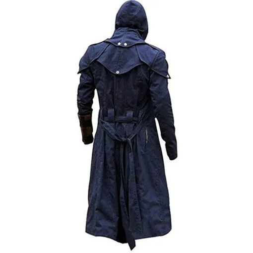 RW Authentic Sheepskin Assassin's Creed Unity Arno Victor Dorian Denim Cloak Cosplay Coat Hoodie Jacket Trench Coat