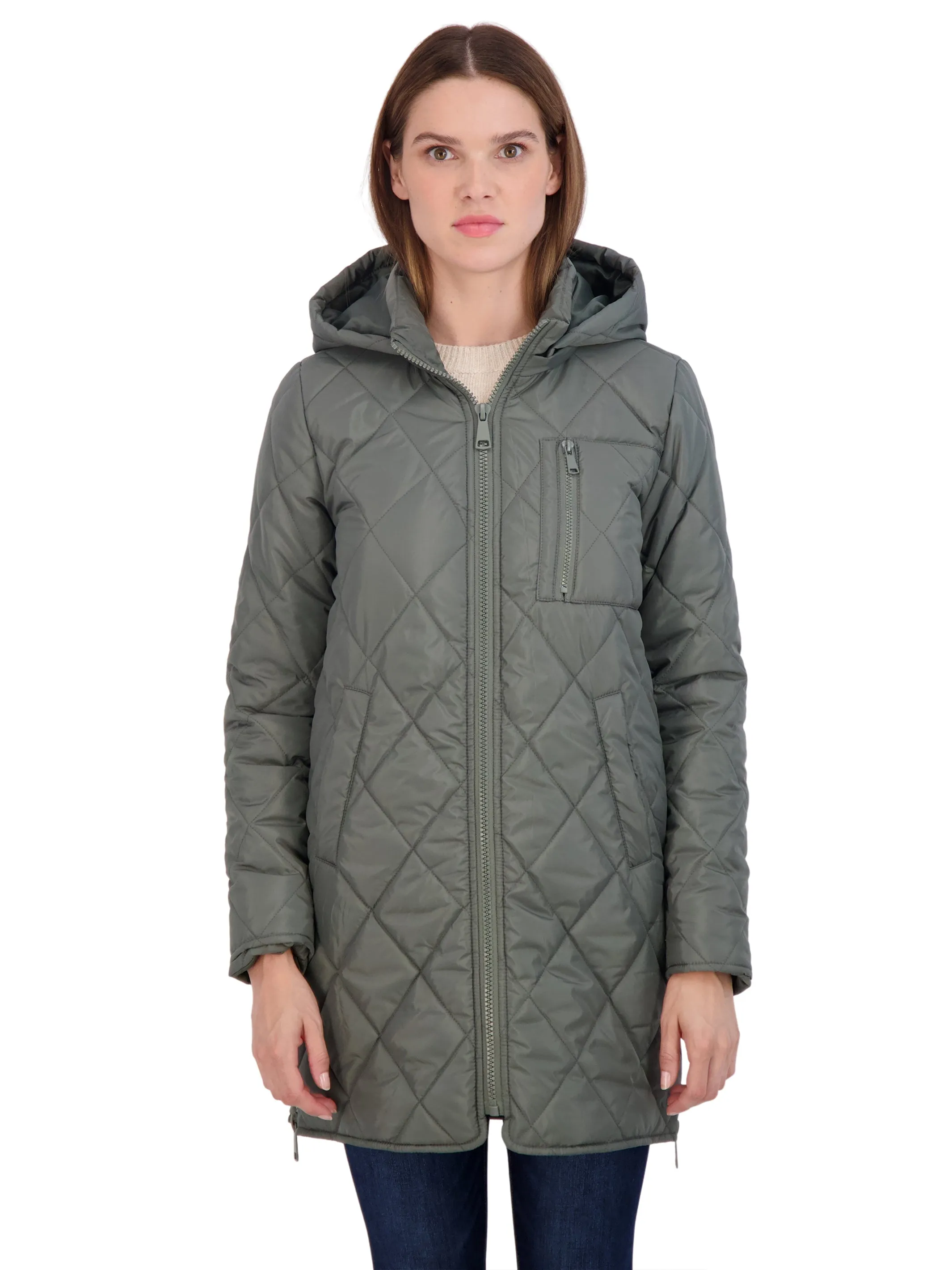 Sebby Junior's 3/4 Quilted Jacket with Hood