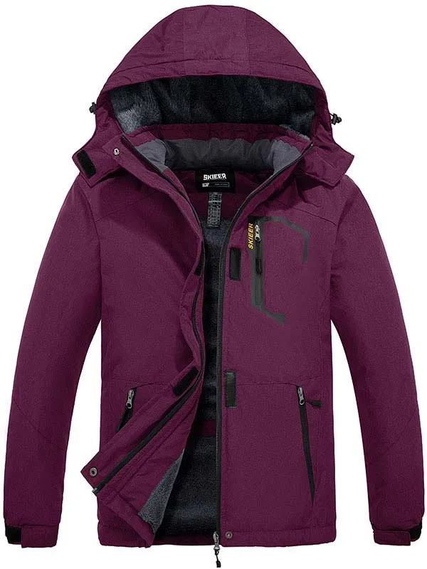 Skieer Women's Ski Jacket Mountain Waterproof Winter Rain Jacket Warm Fleece Snow Coat