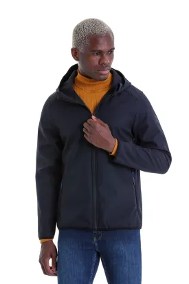 Slim Fit Fleece Apollo Navy Hooded Coat