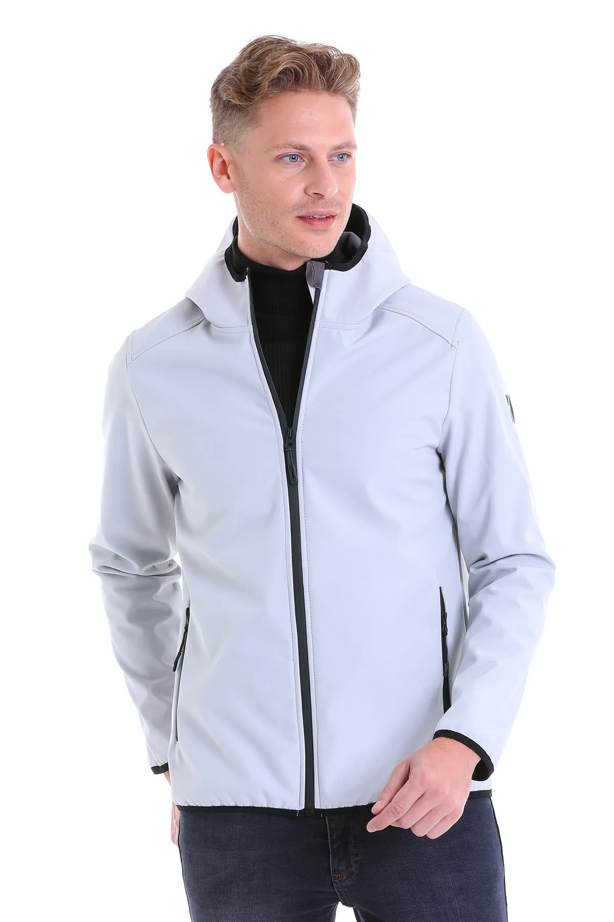 Slim Fit Fleece Apollo Stone Hooded Coat