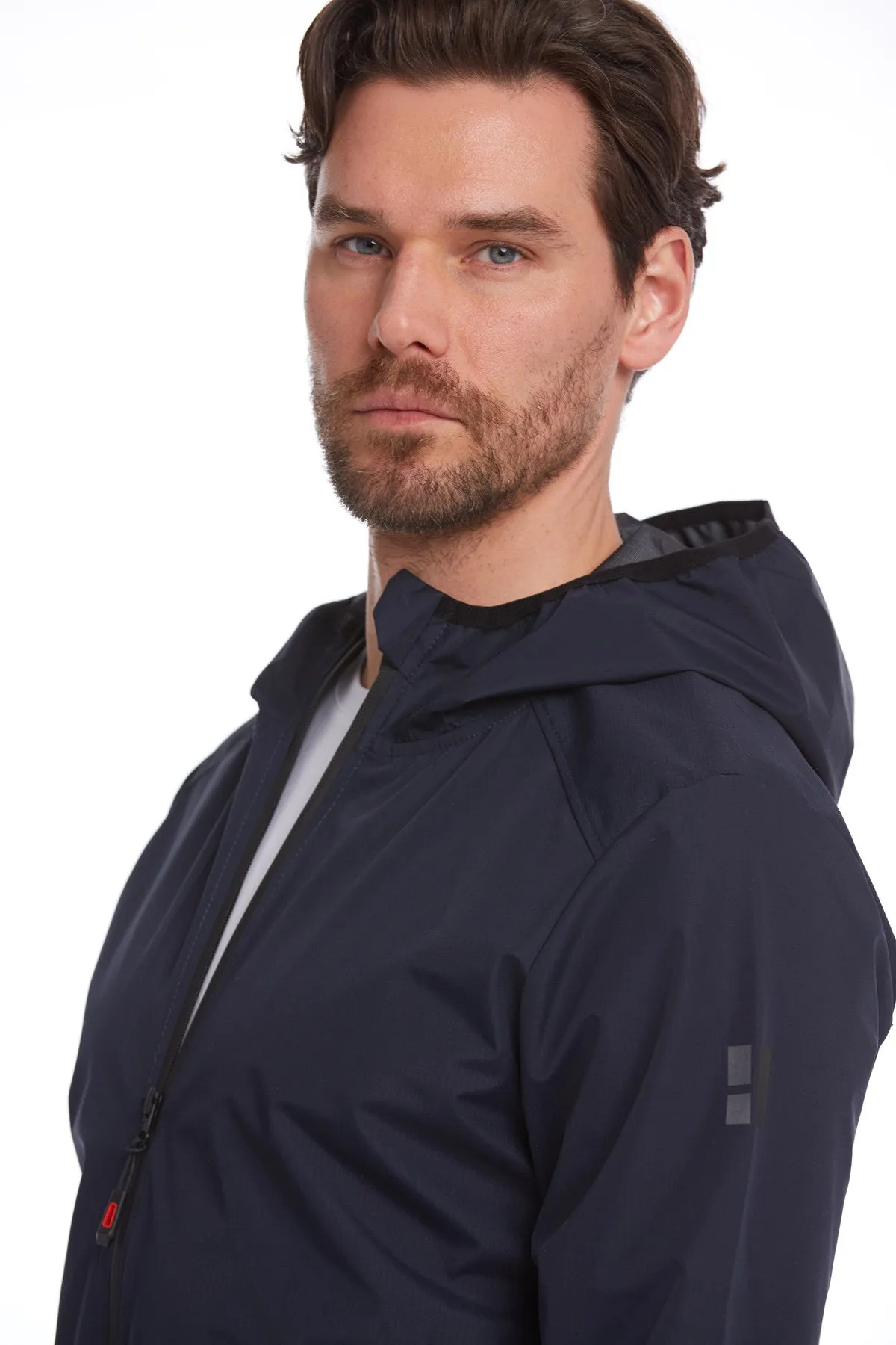 Slim Fit Navy Seasonal Lykia Hooded Coat