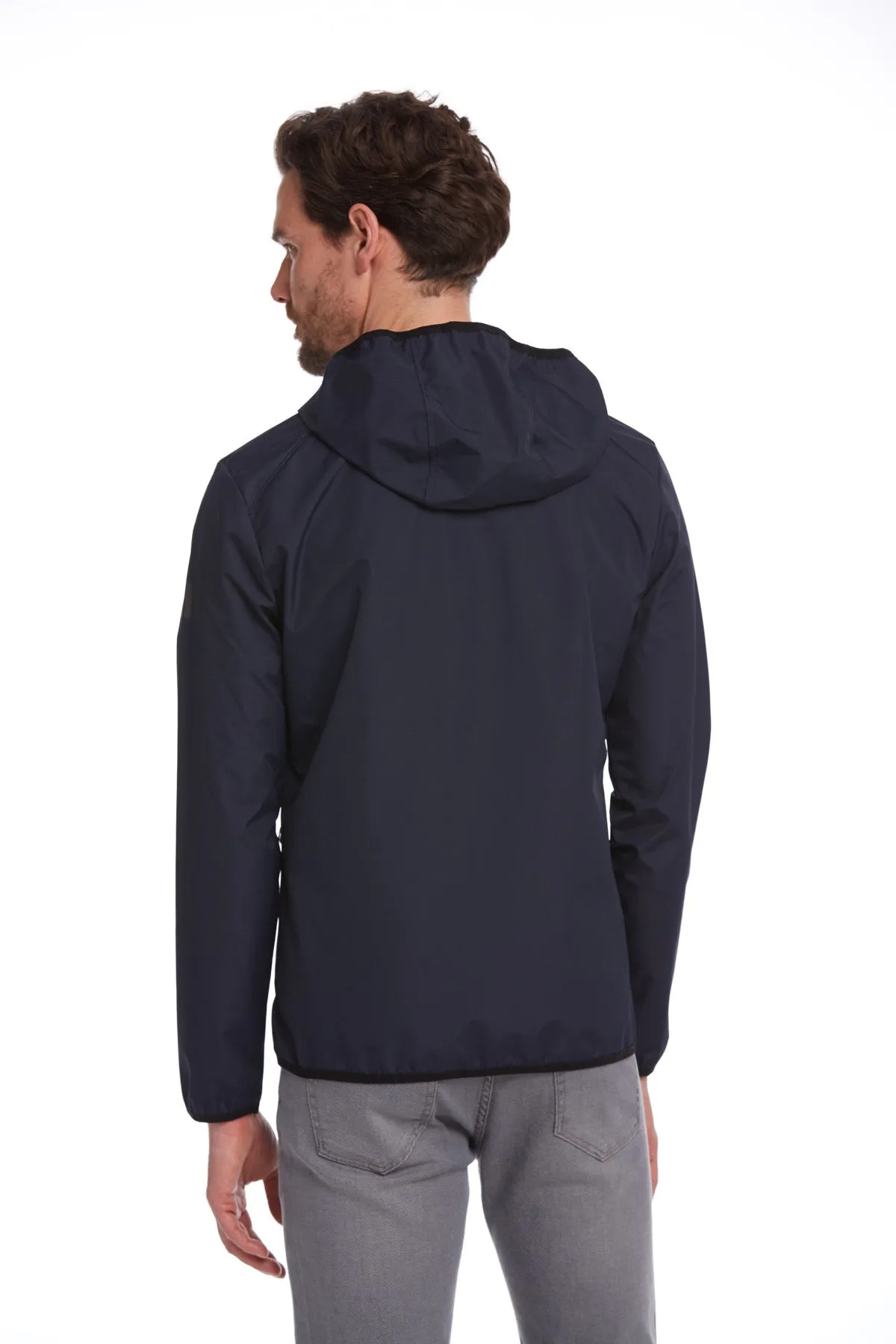 Slim Fit Navy Seasonal Lykia Hooded Coat