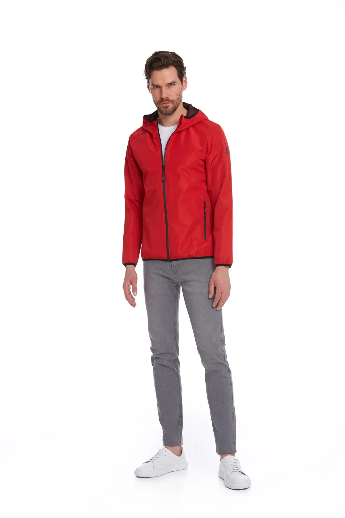 Slim Fit Red Seasonal Lykia Hooded Coat