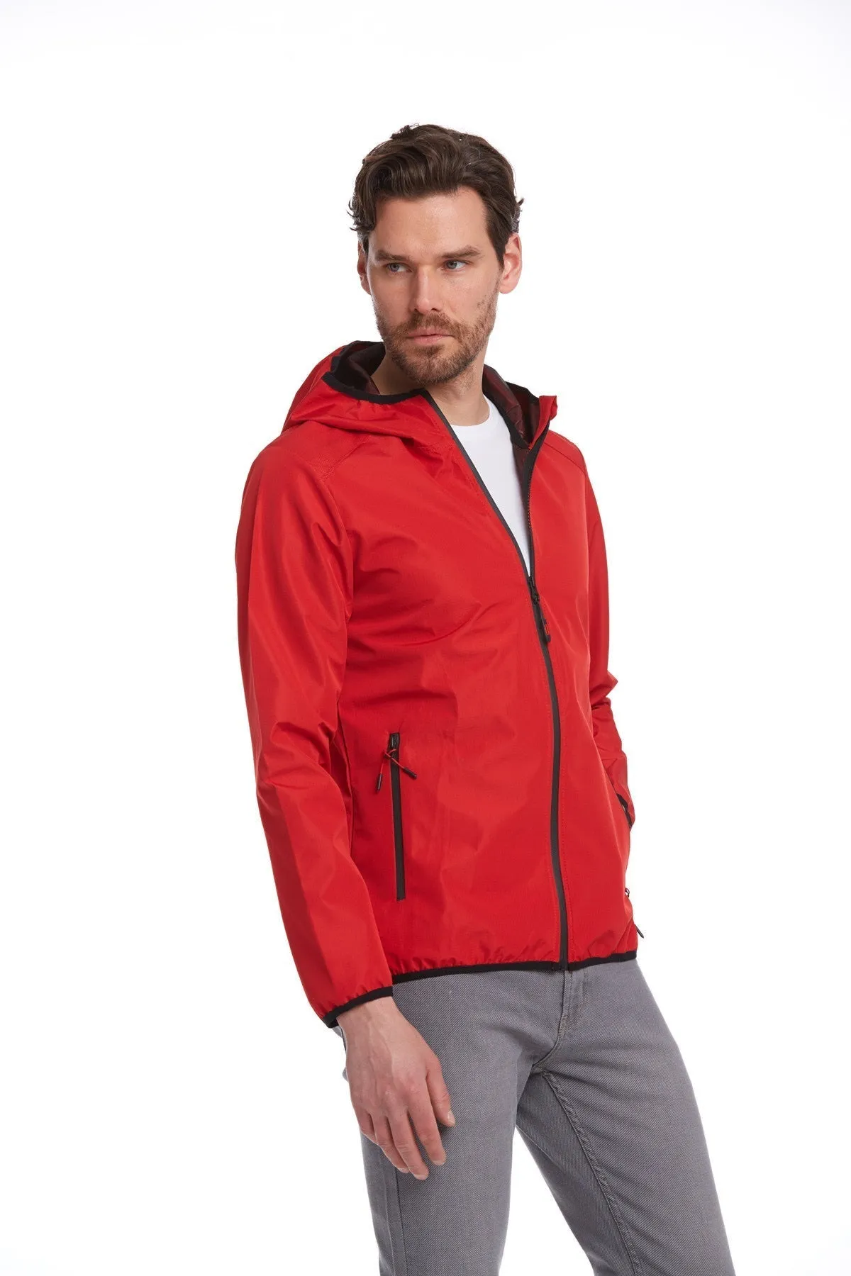 Slim Fit Red Seasonal Lykia Hooded Coat