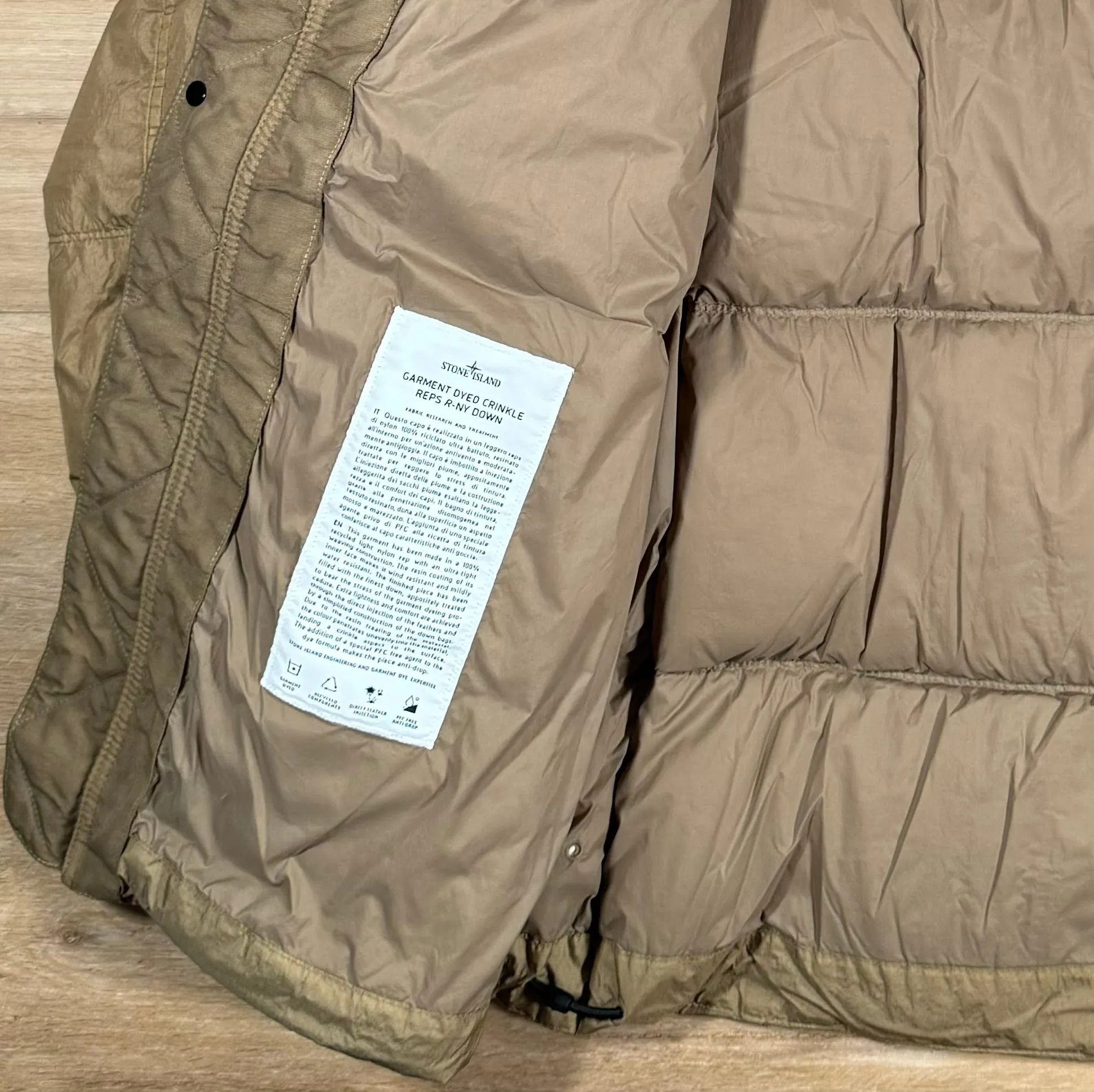 Stone Island Crinkle Reps R-NY Down Jacket in Biscuit