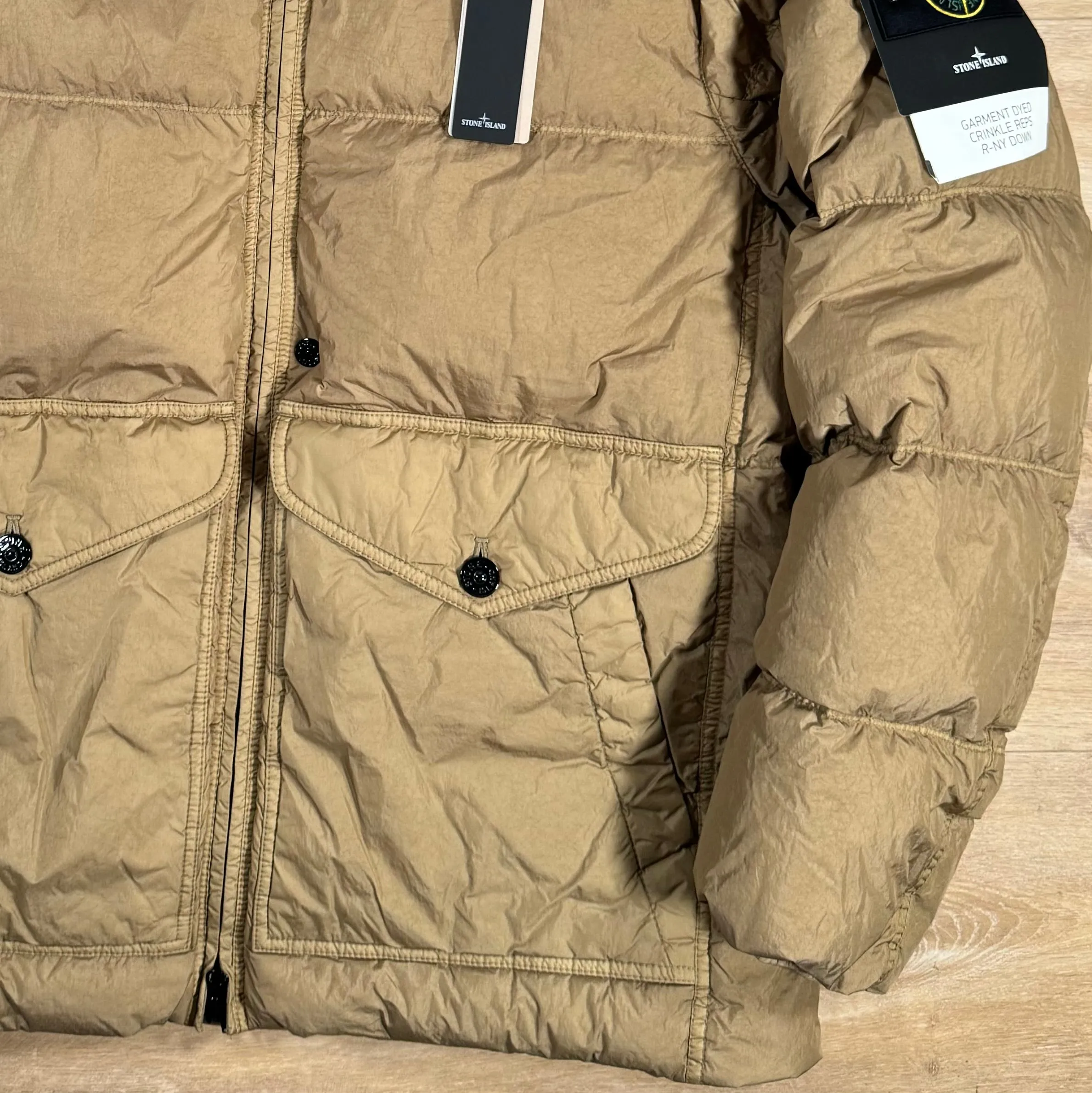 Stone Island Crinkle Reps R-NY Down Jacket in Biscuit