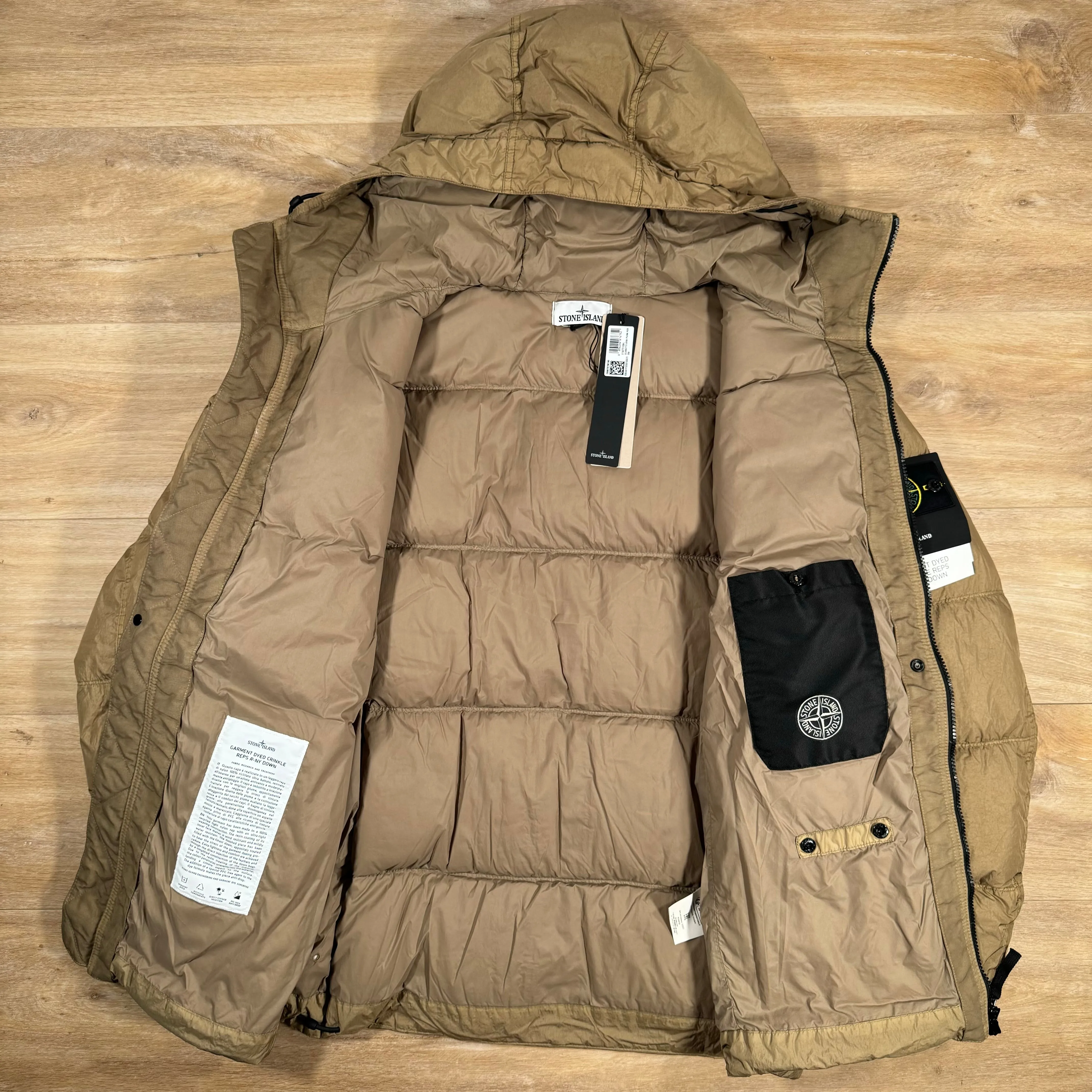 Stone Island Crinkle Reps R-NY Down Jacket in Biscuit