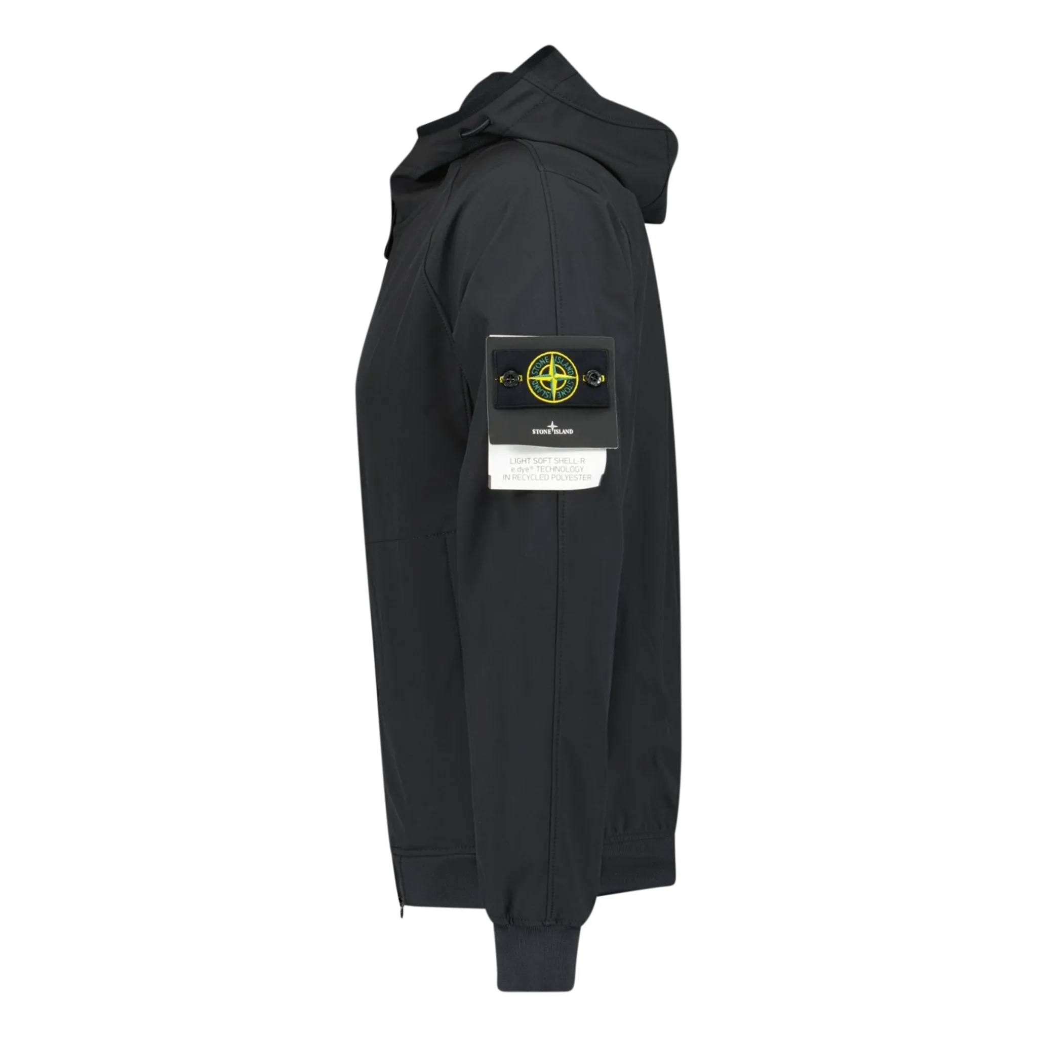 Stone Island Light Soft Shell Hooded Jacket Black