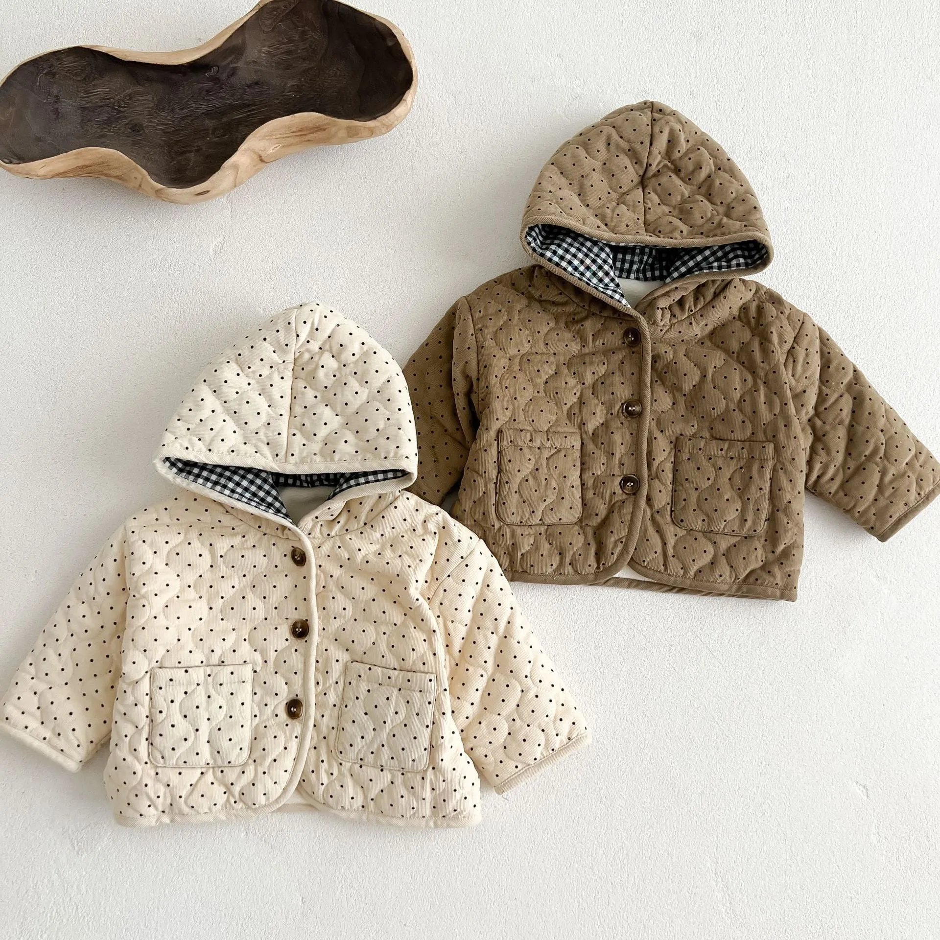 Warm Corduroy Hooded Coat