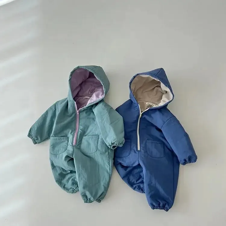 Warm Hooded Fleece Romper