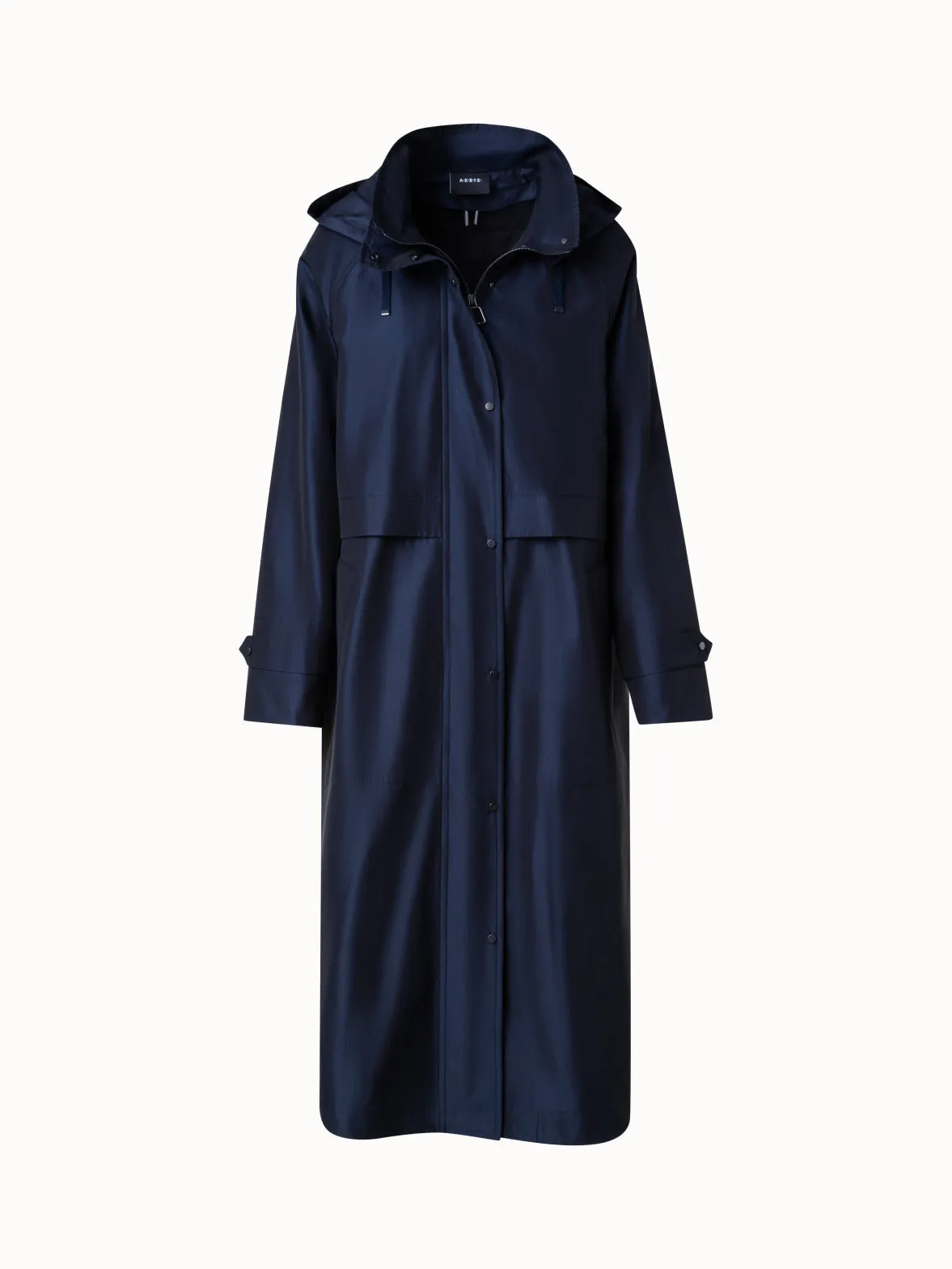 Water Repellent Long Silk Taffeta Coat