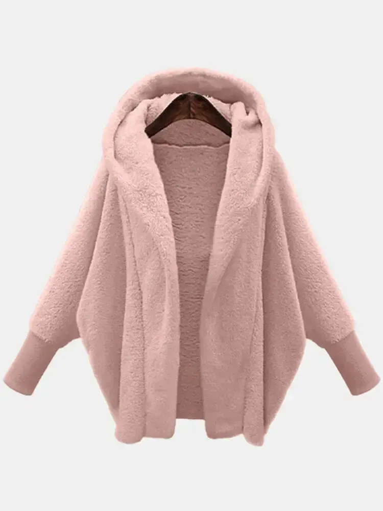 Women's Hooded Loose Plush Coat