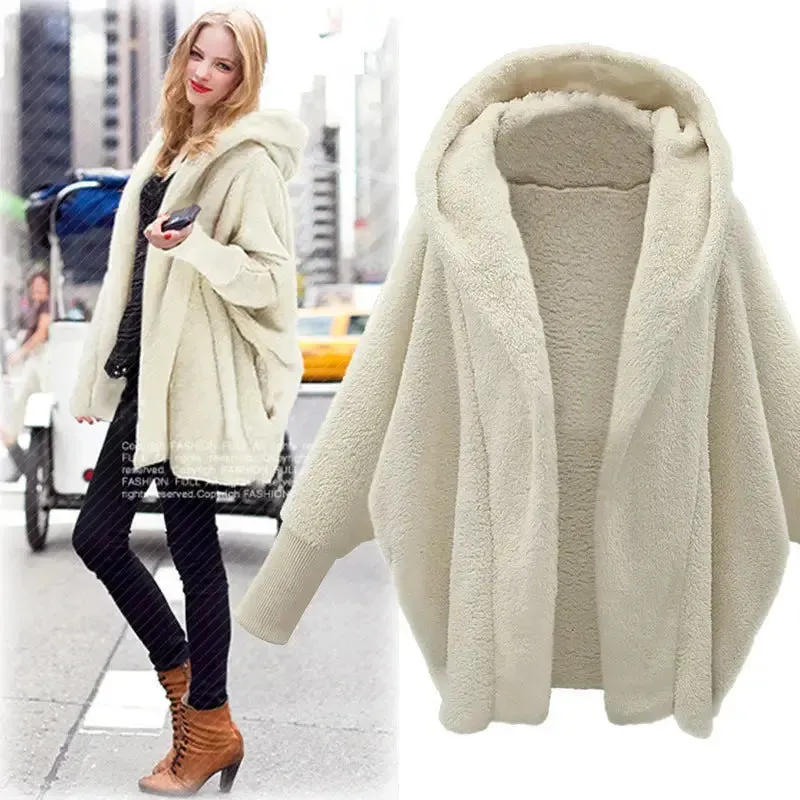 Women's Hooded Loose Plush Coat