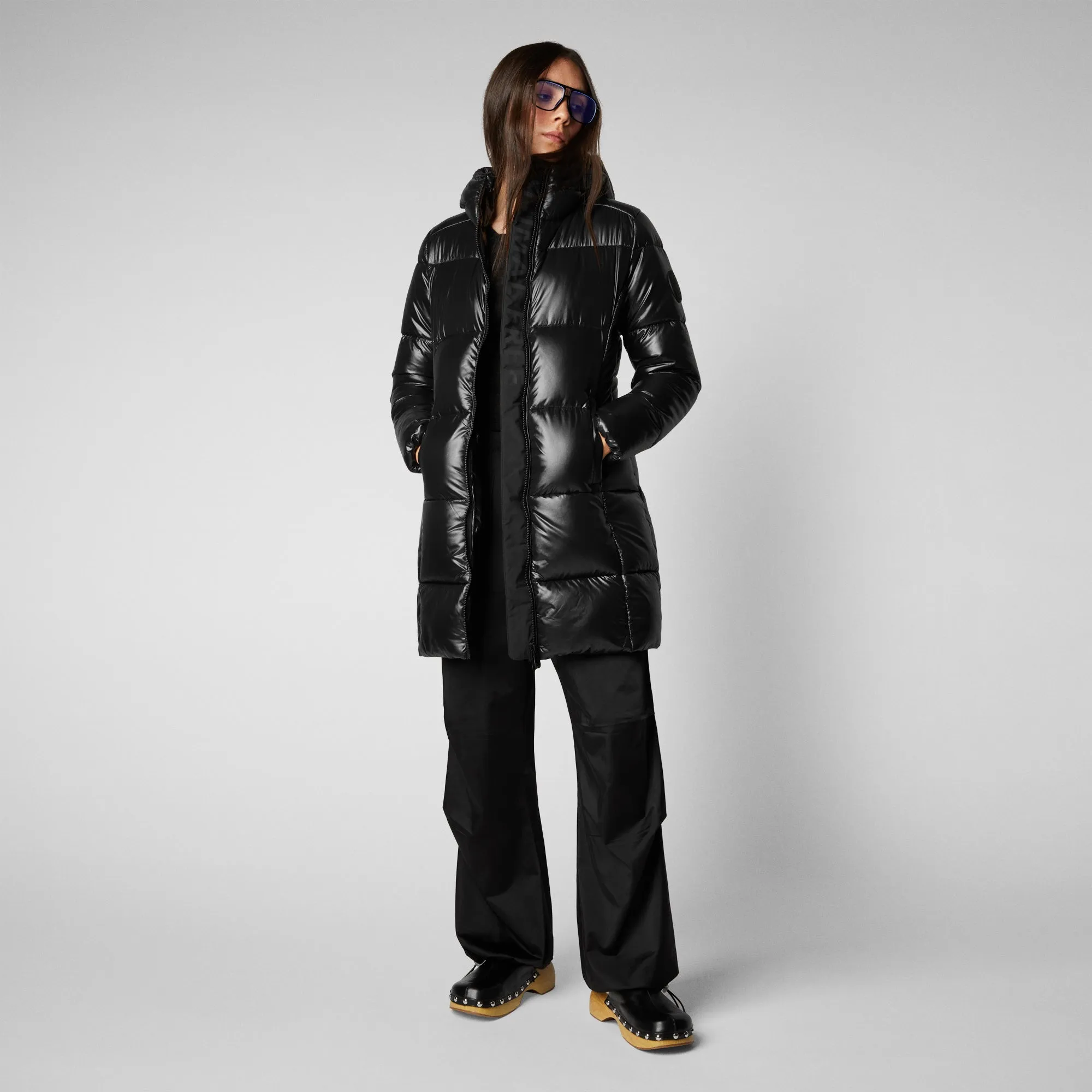 Women's Ines Hooded Puffer Coat in Black