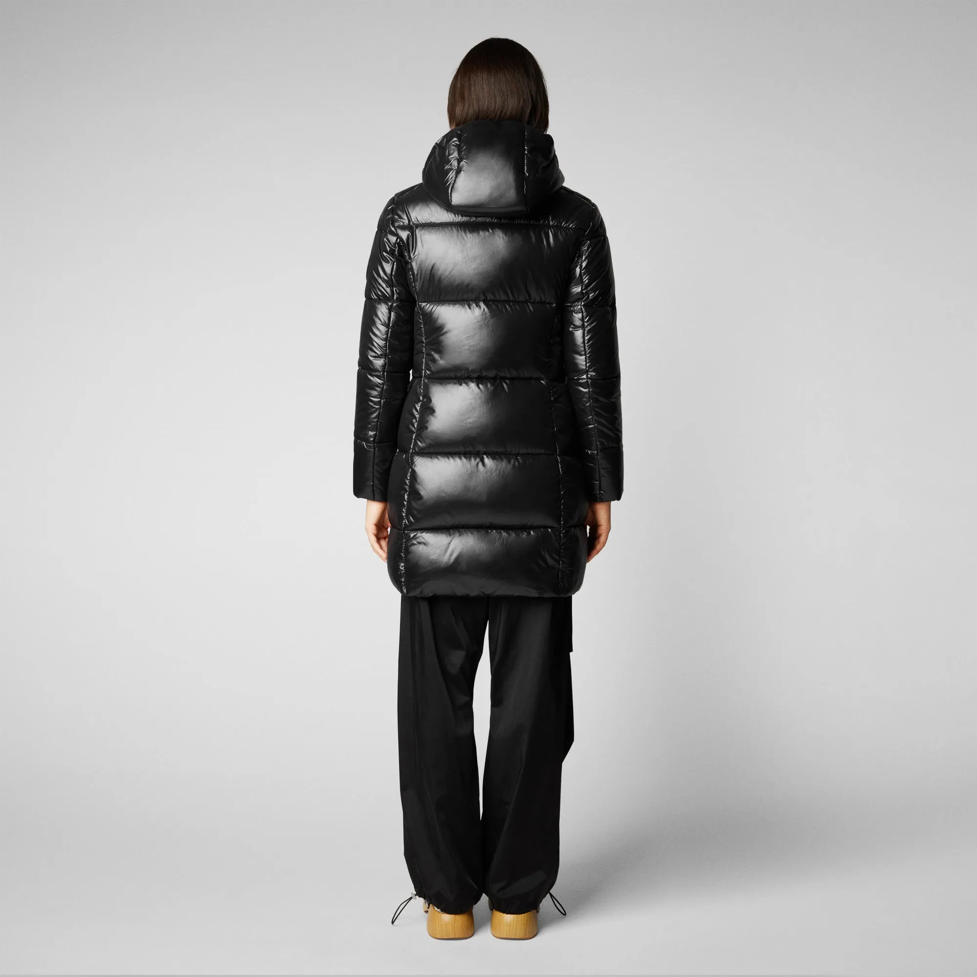 Women's Ines Hooded Puffer Coat in Black