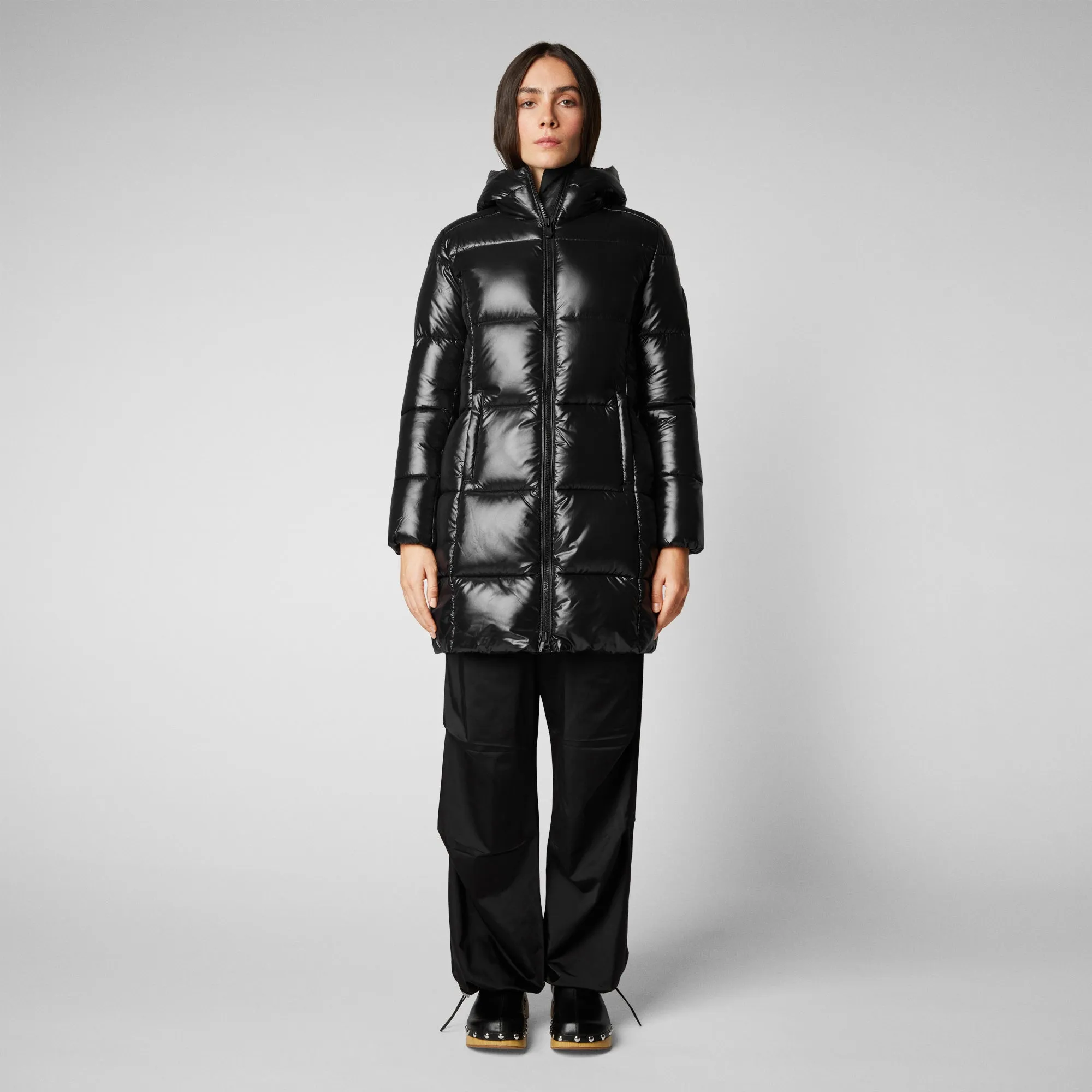 Women's Ines Hooded Puffer Coat in Black