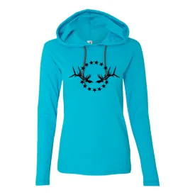 Women's Lightweight Hooded Shirt: Simple Black Logo