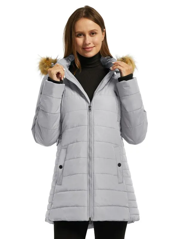 Womens Winter Coat With Faux Fur Hood