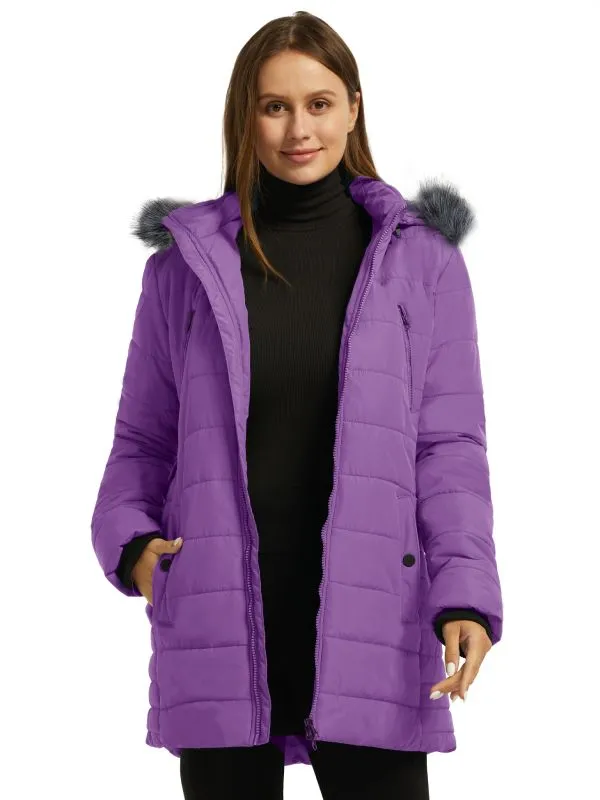 Womens Winter Coat With Faux Fur Hood